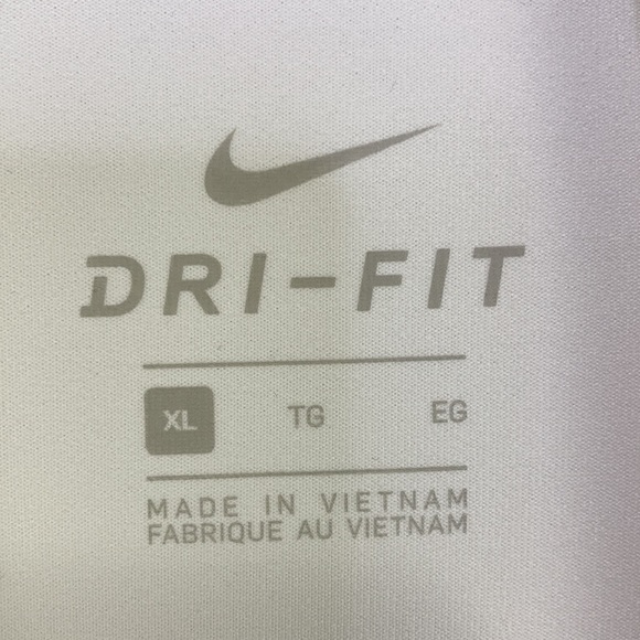 Nike Men's XL Dri-Fit Breathable White Collard Short Sleeve Black Trim Shirt - Picture 3 of 6